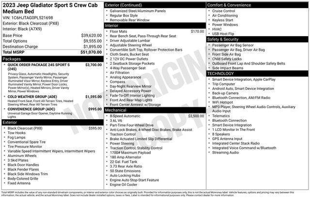 jeep gladiator 2023 1C6HJTAG0PL521698 image jeep gladiator 2023 1C6HJTAG0PL521698 image