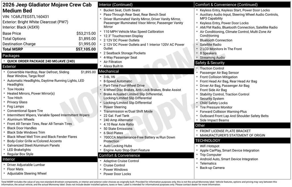 jeep gladiator 2026 1C6RJTEG5TL160431 image jeep gladiator 2026 1C6RJTEG5TL160431 image