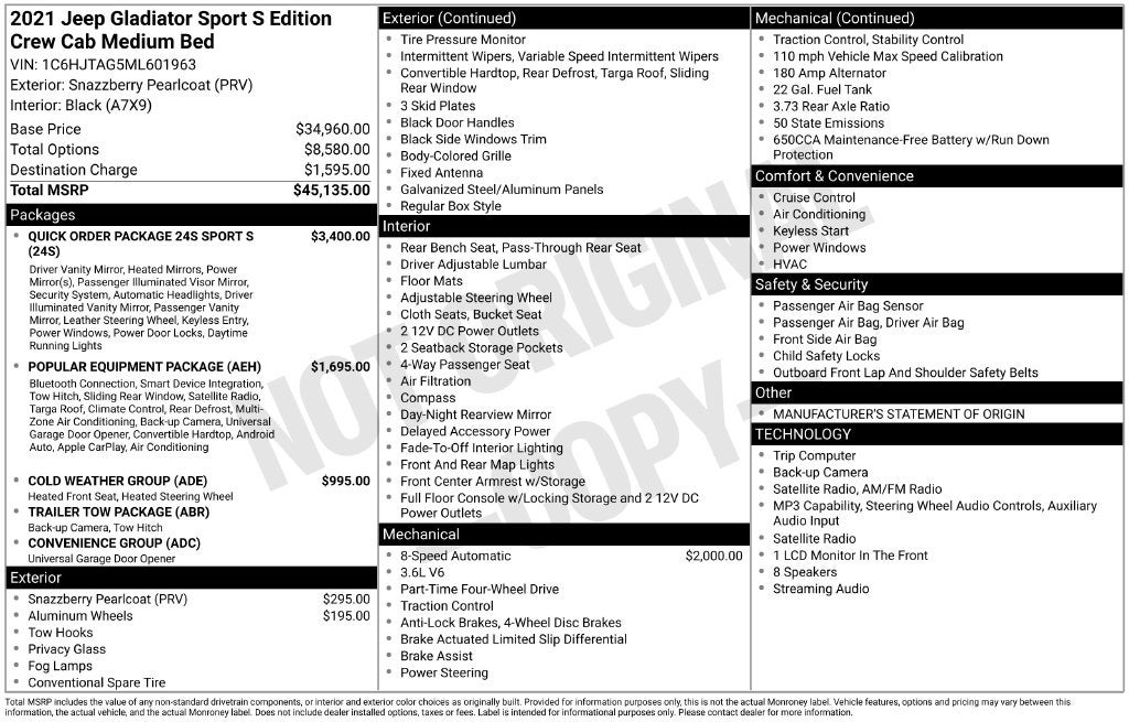 jeep gladiator 2021 1C6HJTAG5ML601963 image jeep gladiator 2021 1C6HJTAG5ML601963 image