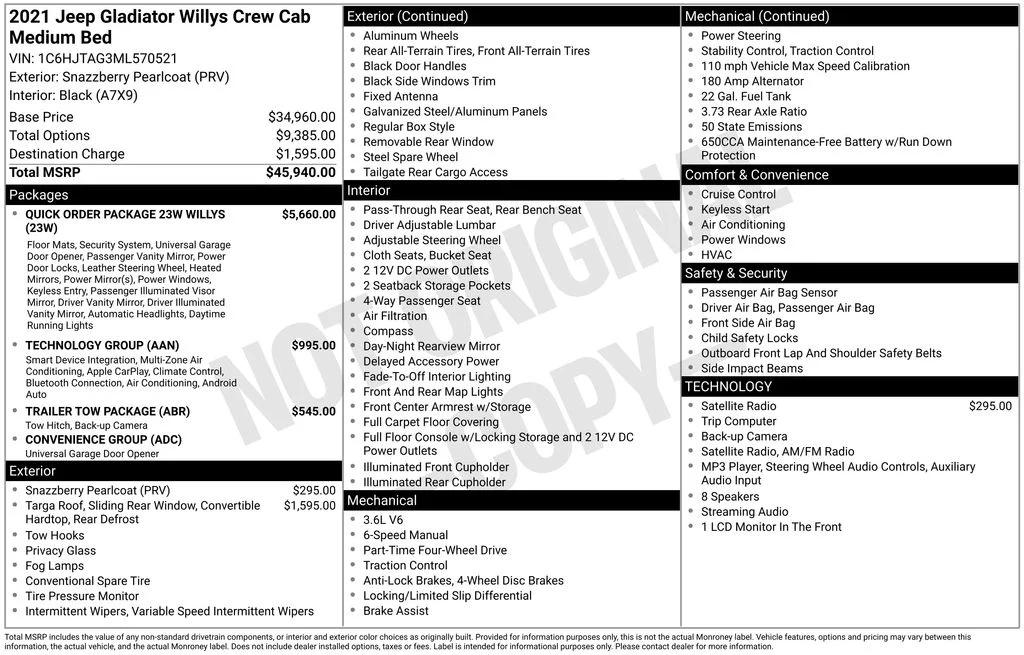 jeep gladiator 2021 1C6HJTAG3ML570521 image jeep gladiator 2021 1C6HJTAG3ML570521 image