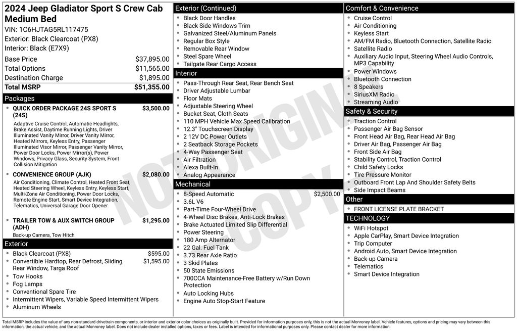 jeep gladiator 2024 1C6HJTAG5RL117475 image jeep gladiator 2024 1C6HJTAG5RL117475 image