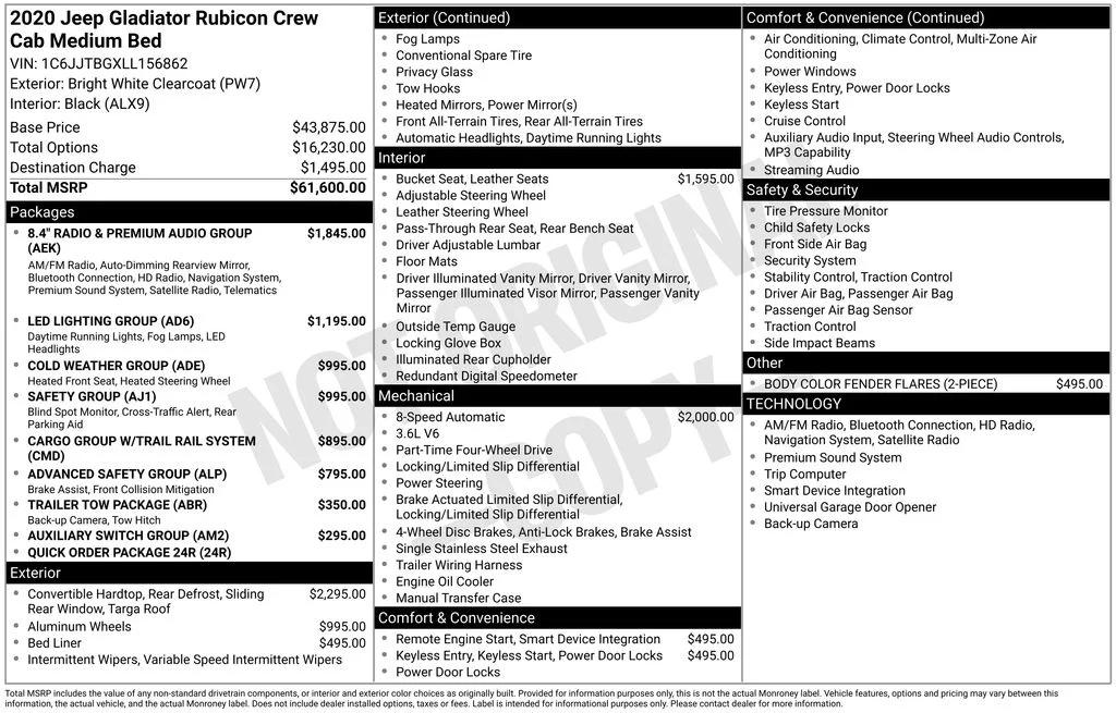 jeep gladiator 2020 1C6JJTBGXLL156862 image jeep gladiator 2020 1C6JJTBGXLL156862 image