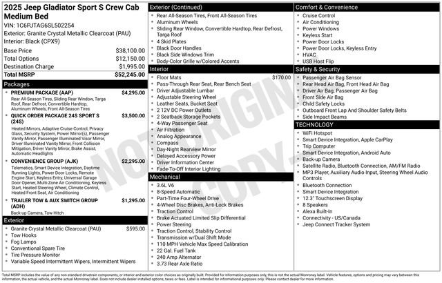 jeep gladiator 2025 1C6PJTAG6SL502254 image jeep gladiator 2025 1C6PJTAG6SL502254 image