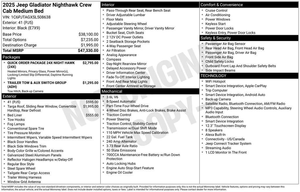 jeep gladiator 2025 1C6PJTAGXSL508638 image jeep gladiator 2025 1C6PJTAGXSL508638 image
