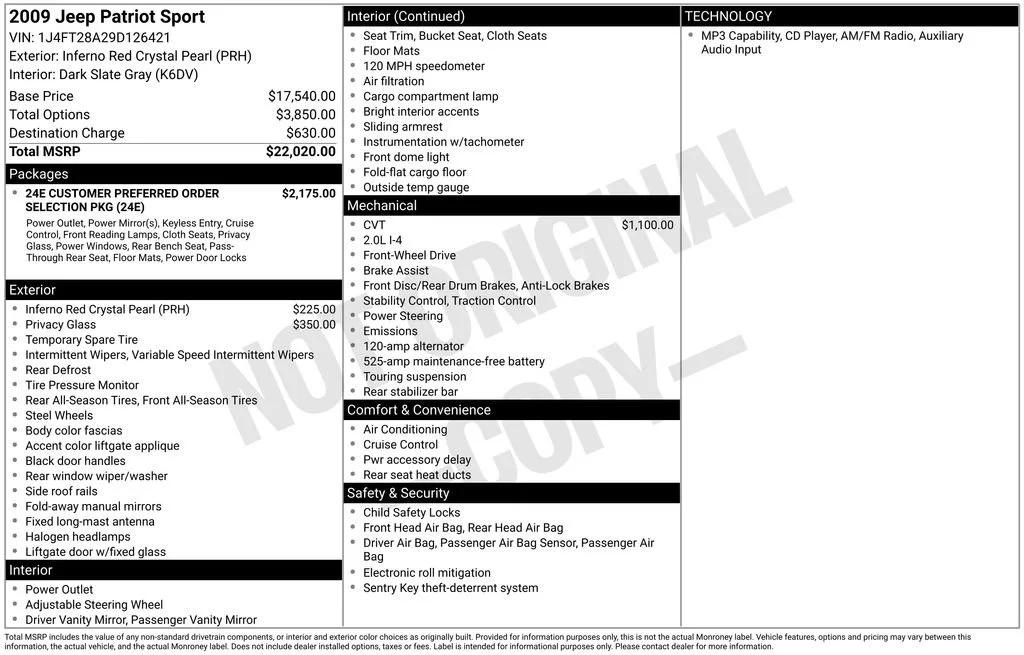 jeep patriot 2009 1J4FT28A29D126421 image jeep patriot 2009 1J4FT28A29D126421 image