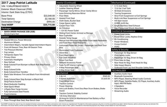 jeep patriot 2017 1C4NJPFB6HD183073 image jeep patriot 2017 1C4NJPFB6HD183073 image