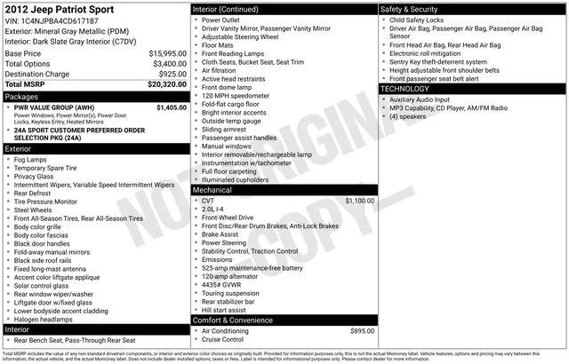 jeep patriot 2012 1C4NJPBA4CD617187 image jeep patriot 2012 1C4NJPBA4CD617187 image