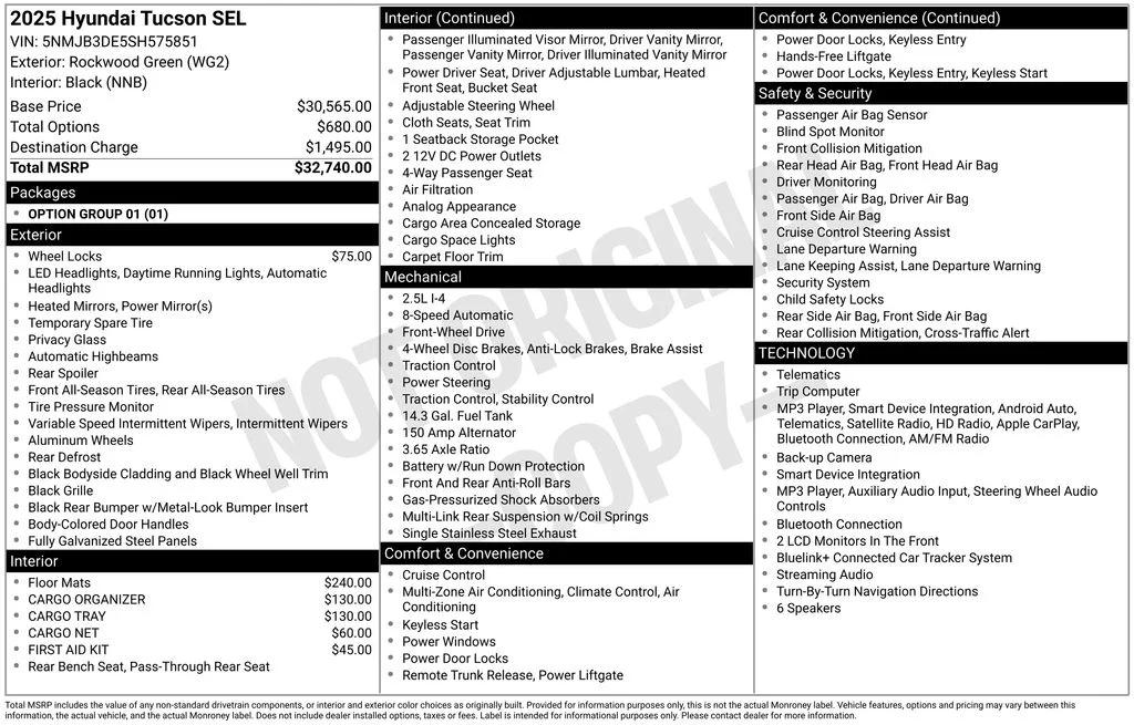 hyundai tucson 2025 5NMJB3DE5SH575851 image hyundai tucson 2025 5NMJB3DE5SH575851 image