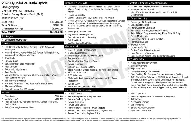 hyundai palisade 2026 KM8RMESA6TU035066 image hyundai palisade 2026 KM8RMESA6TU035066 image