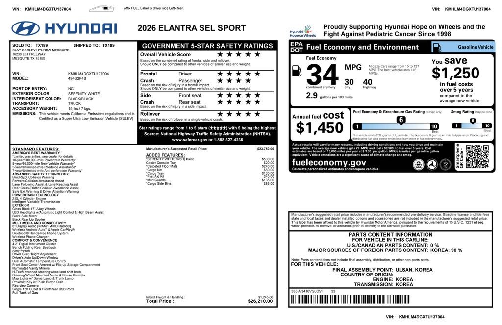 hyundai elantra 2026 KMHLM4DGXTU137004 image hyundai elantra 2026 KMHLM4DGXTU137004 image