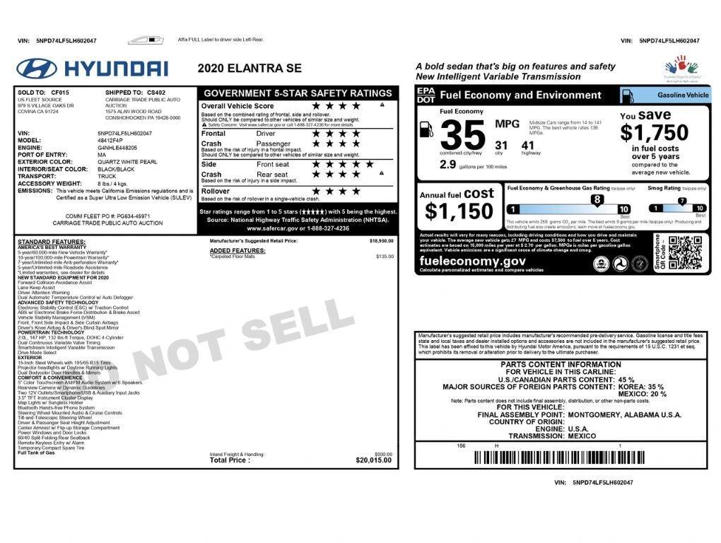 hyundai elantra 2020 5NPD74LF5LH602047 image hyundai elantra 2020 5NPD74LF5LH602047 image