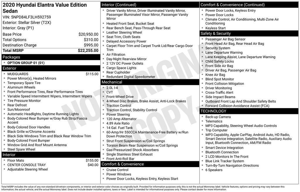 hyundai elantra 2020 5NPD84LF3LH592759 image hyundai elantra 2020 5NPD84LF3LH592759 image