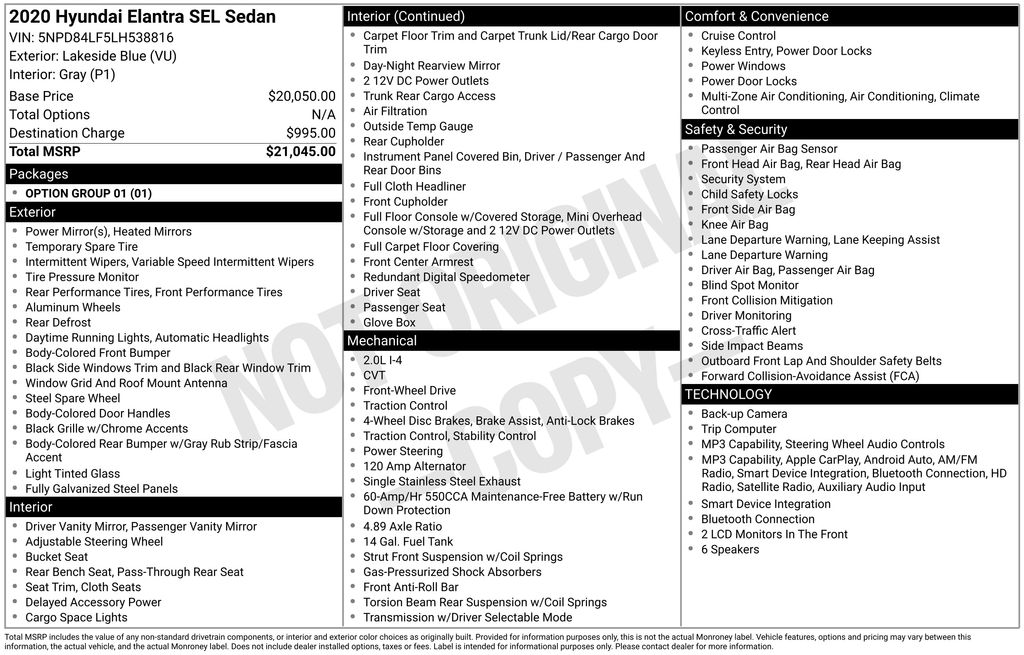 hyundai elantra 2020 5NPD84LF5LH538816 image hyundai elantra 2020 5NPD84LF5LH538816 image