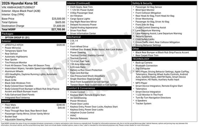hyundai kona 2026 KM8HA3AB2TU389637 image hyundai kona 2026 KM8HA3AB2TU389637 image