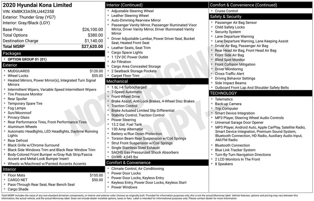 hyundai kona 2020 KM8K33A59LU442358 image hyundai kona 2020 KM8K33A59LU442358 image