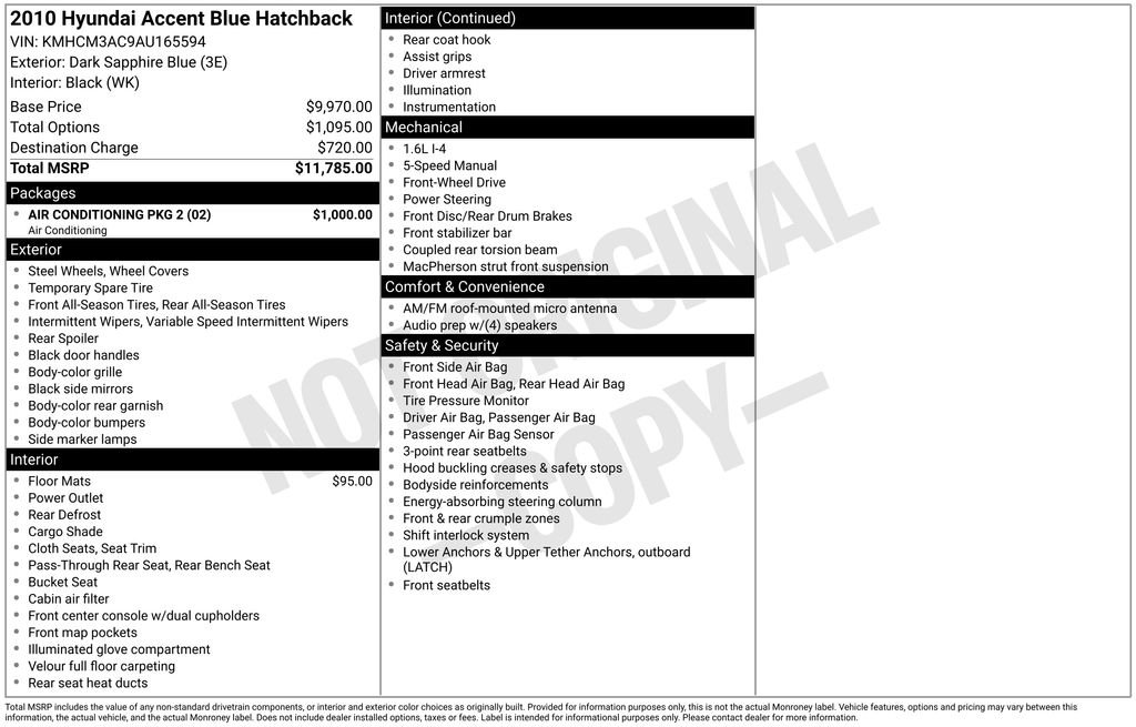 hyundai accent 2010 KMHCM3AC9AU165594 image hyundai accent 2010 KMHCM3AC9AU165594 image