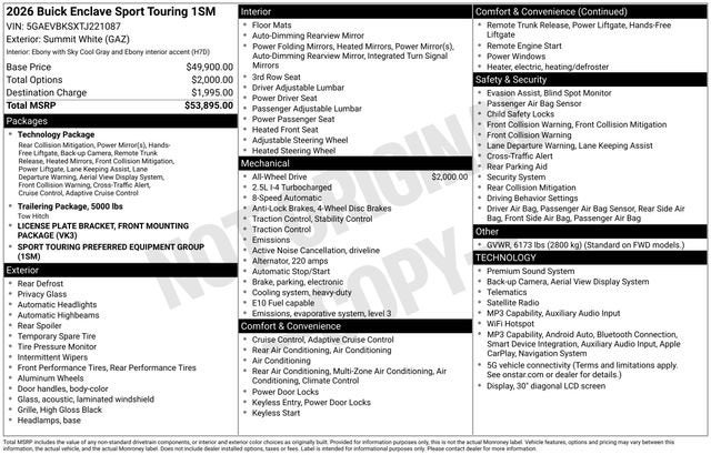 buick enclave 2026 5GAEVBKSXTJ221087 image buick enclave 2026 5GAEVBKSXTJ221087 image
