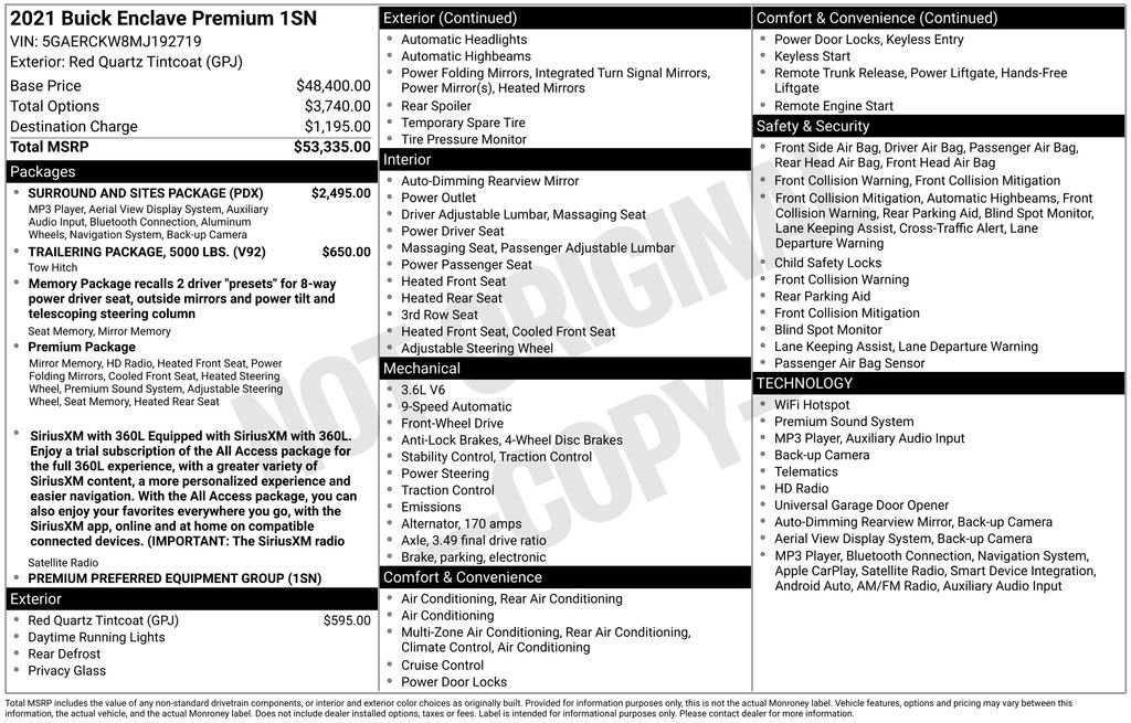 buick enclave 2021 5GAERCKW8MJ192719 image buick enclave 2021 5GAERCKW8MJ192719 image