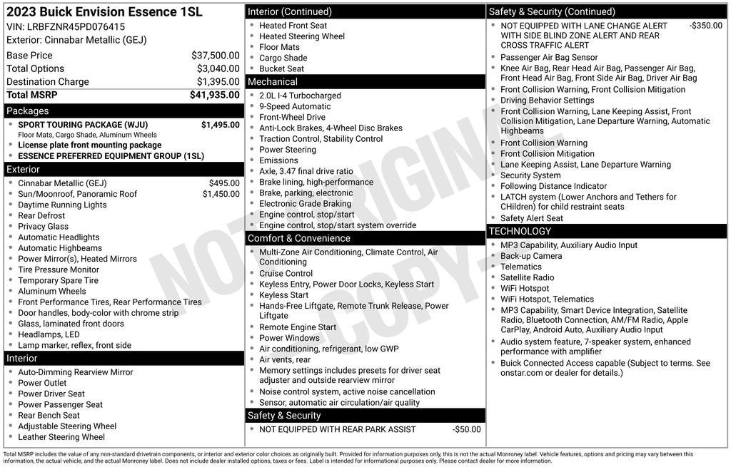 buick envision 2023 LRBFZNR45PD076415 image buick envision 2023 LRBFZNR45PD076415 image