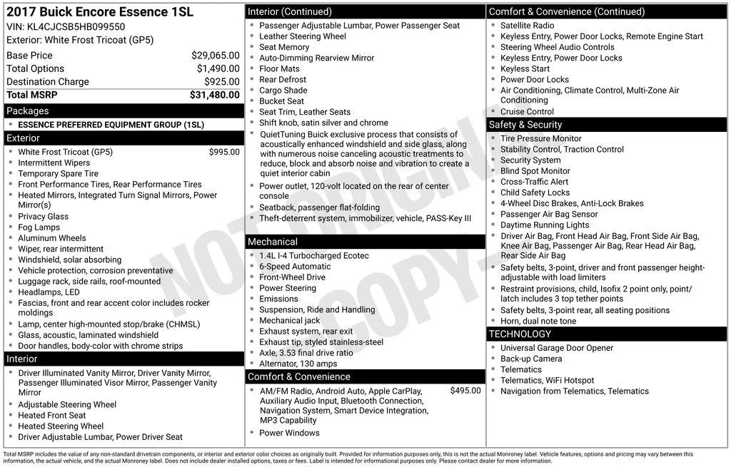 buick encore 2017 KL4CJCSB5HB099550 image buick encore 2017 KL4CJCSB5HB099550 image