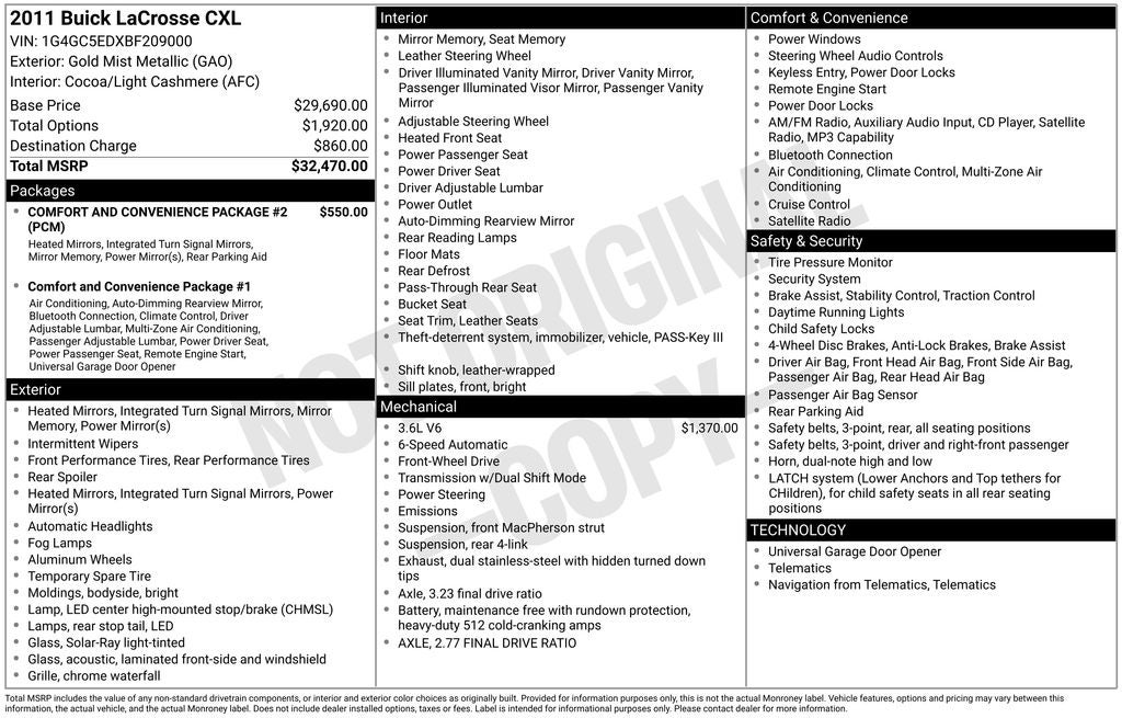 buick lacrosse 2011 1G4GC5EDXBF209000 image buick lacrosse 2011 1G4GC5EDXBF209000 image