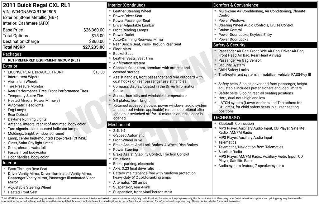 buick regal 2011 W04GN5ECXB1062805 image buick regal 2011 W04GN5ECXB1062805 image