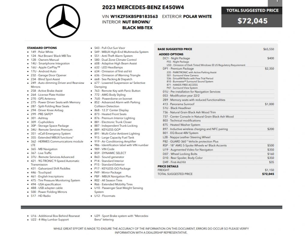 mercedes-benz e-class 2023 W1KZF5KB5PB183563 image mercedes-benz e-class 2023 W1KZF5KB5PB183563 image