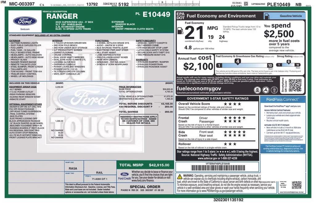 ford ranger 2023 1FTER4FH0PLE10449 image ford ranger 2023 1FTER4FH0PLE10449 image