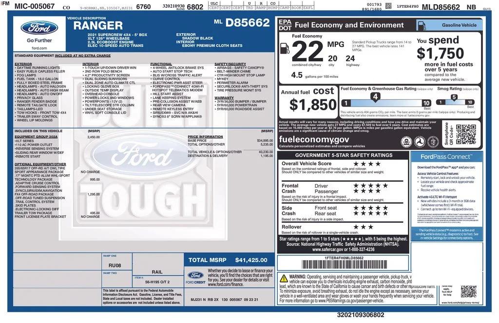 ford ranger 2021 1FTER4FH0MLD85662 image ford ranger 2021 1FTER4FH0MLD85662 image
