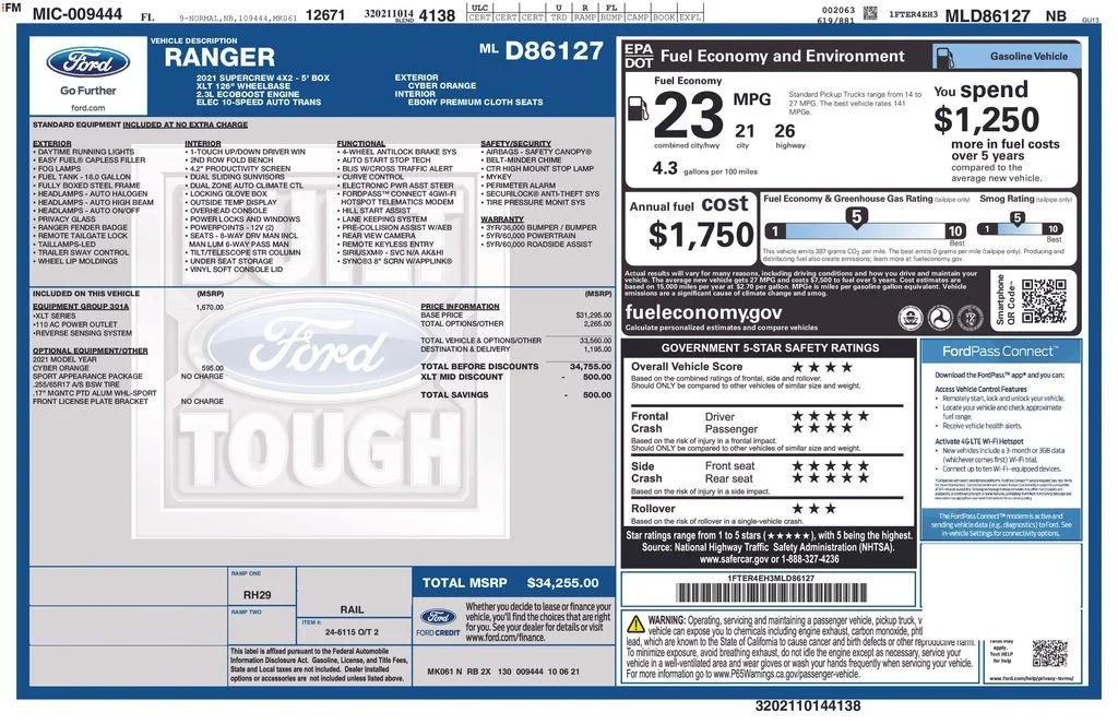 ford ranger 2021 1FTER4EH3MLD86127 image ford ranger 2021 1FTER4EH3MLD86127 image
