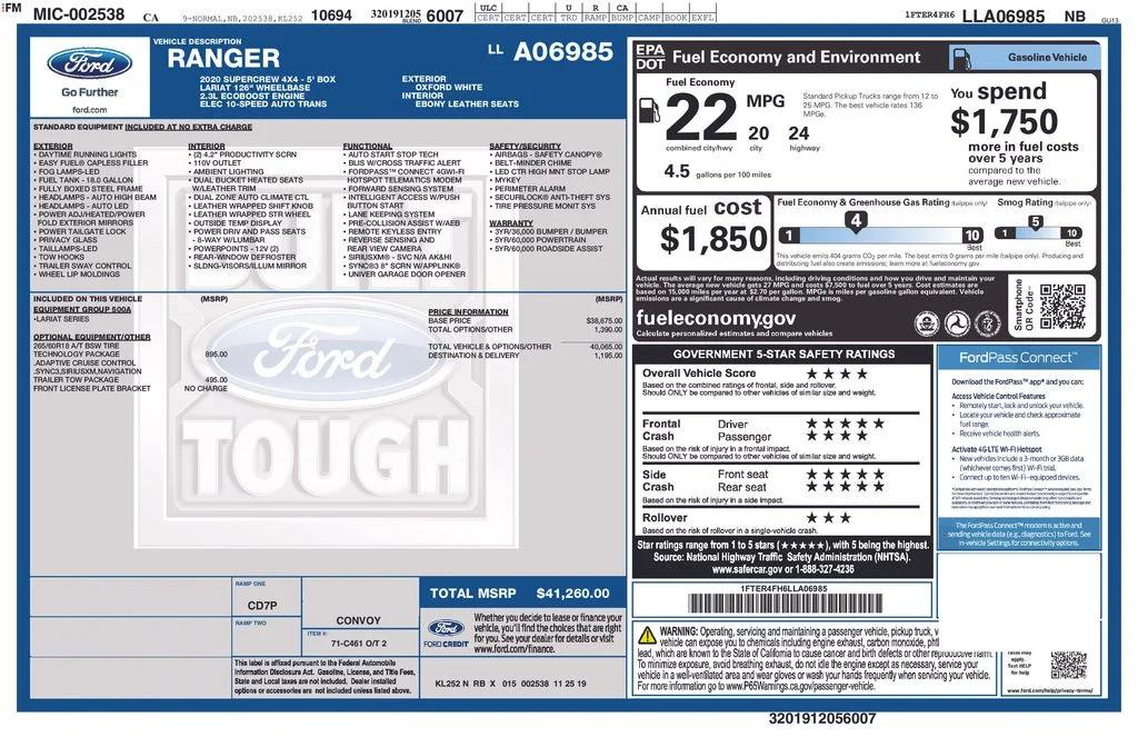 ford ranger 2020 1FTER4FH6LLA06985 image ford ranger 2020 1FTER4FH6LLA06985 image