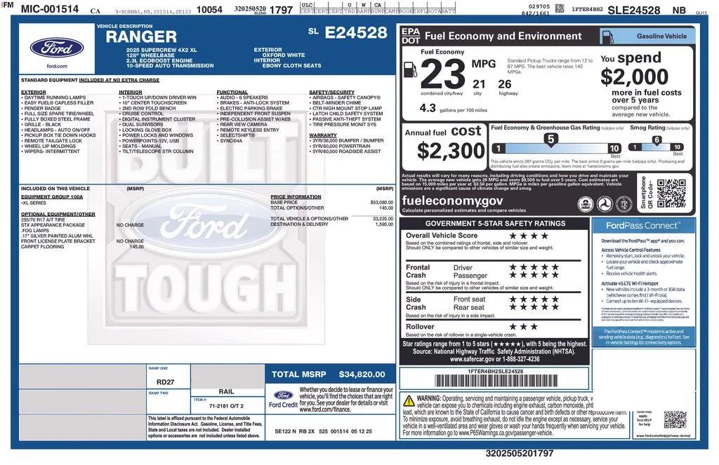 ford ranger 2025 1FTER4BH2SLE24528 image ford ranger 2025 1FTER4BH2SLE24528 image