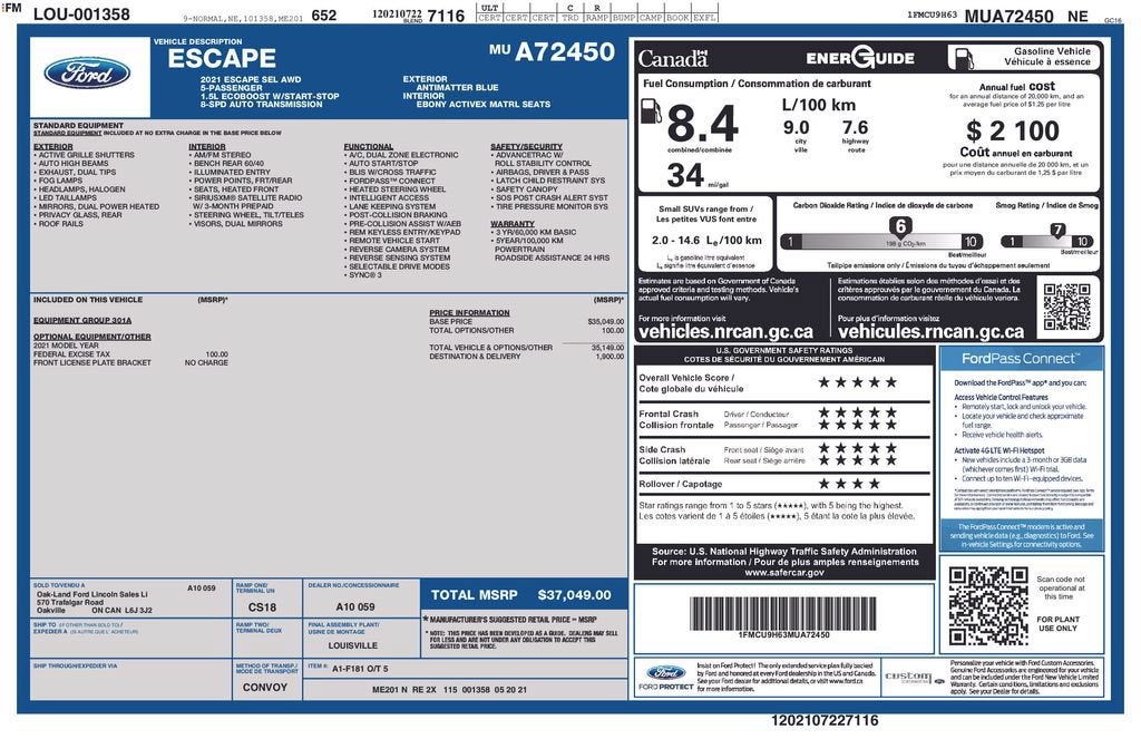 ford escape 2021 1FMCU9H63MUA72450 image