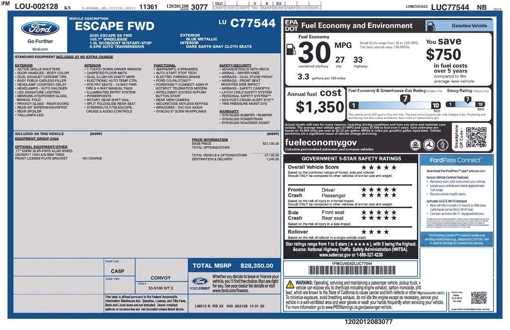 ford escape 2020 1FMCU0G62LUC77544 image ford escape 2020 1FMCU0G62LUC77544 image