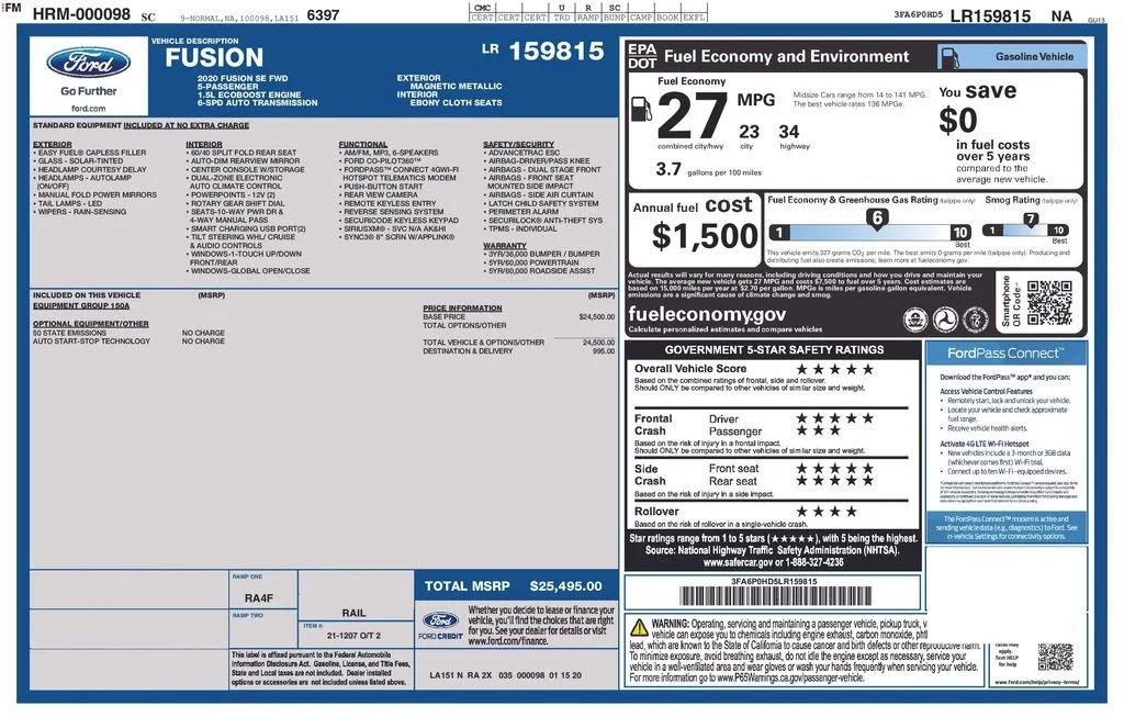 ford fusion 2020 3FA6P0HD5LR159815 image ford fusion 2020 3FA6P0HD5LR159815 image