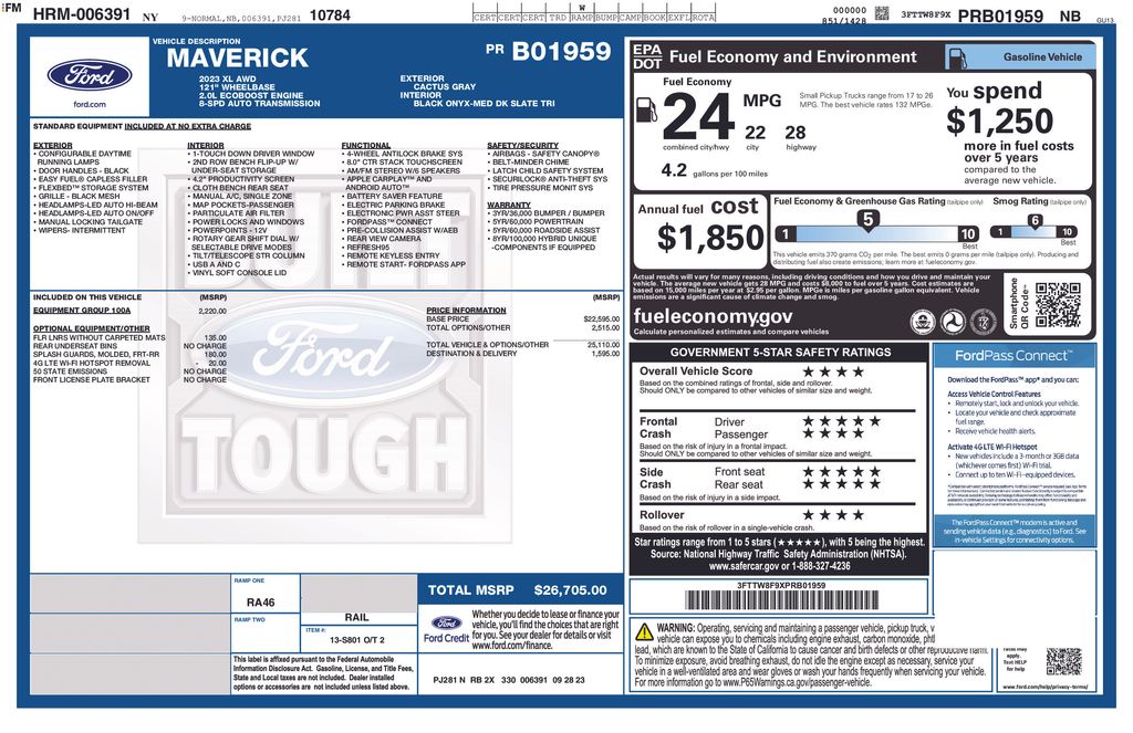 ford maverick 2023 3FTTW8F9XPRB01959 image