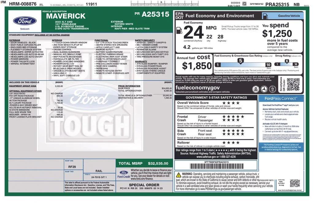 ford maverick 2023 3FTTW8F92PRA25315 image