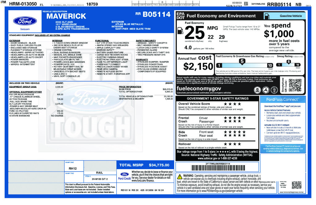 ford maverick 2024 3FTTW8J96RRB05114 image