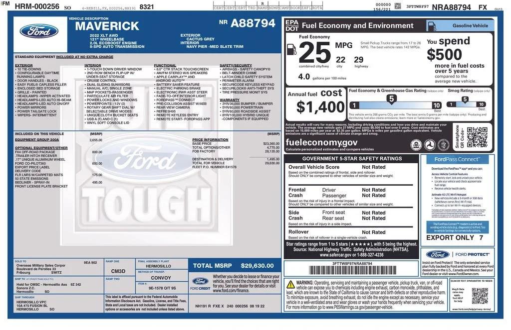 ford maverick 2022 3FTTW8F97NRA88794 image