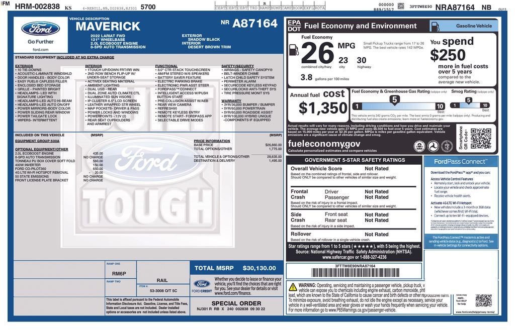 ford maverick 2022 3FTTW8E90NRA87164 image