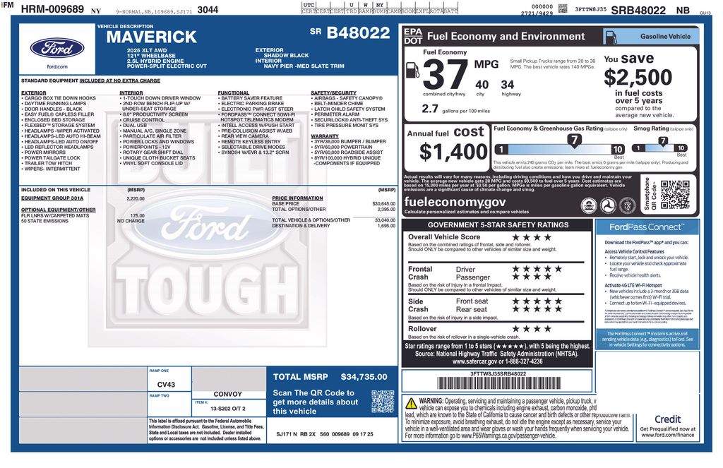 ford maverick 2025 3FTTW8J35SRB48022 image ford maverick 2025 3FTTW8J35SRB48022 image