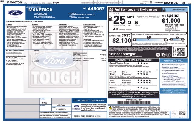 ford maverick 2025 3FTTW8SA6SRA45057 image