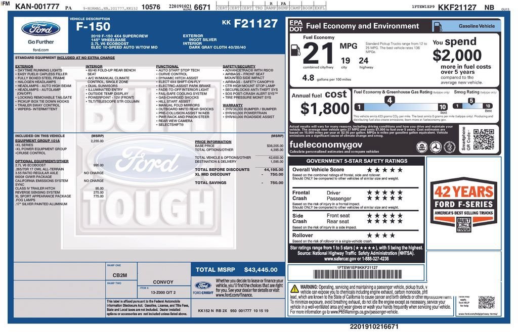 ford f-150 2019 1FTEW1EP9KKF21127 image ford f-150 2019 1FTEW1EP9KKF21127 image
