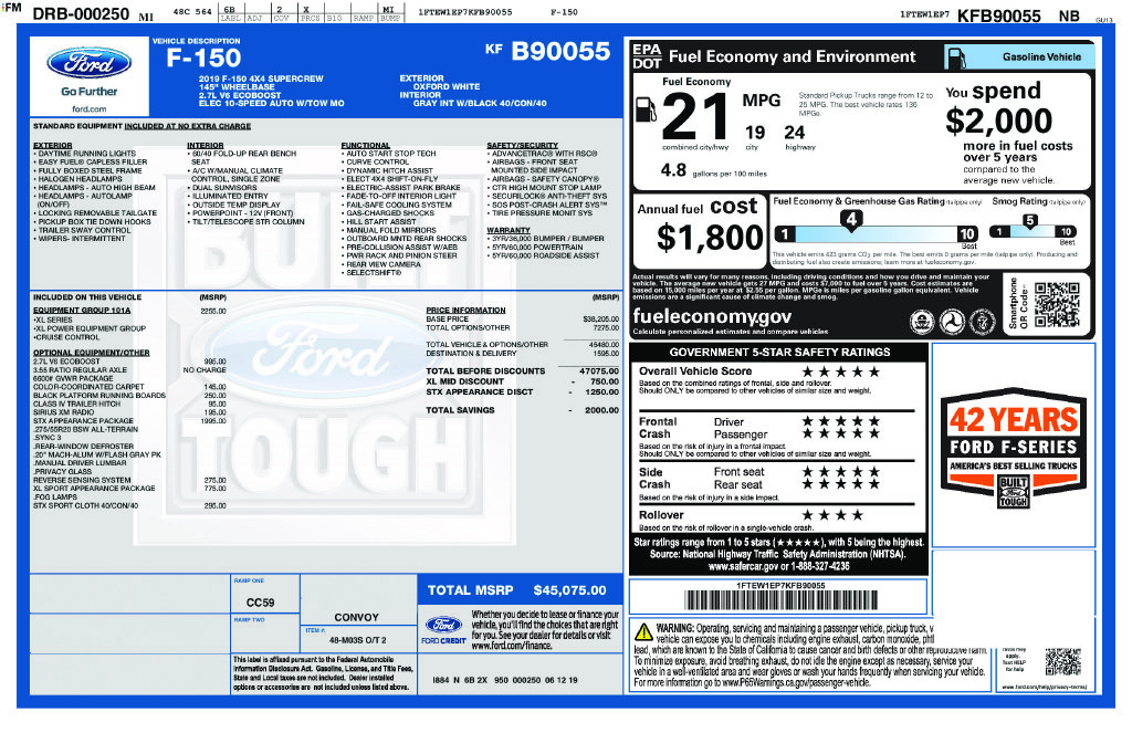 ford f-150 2019 1FTEW1EP7KFB90055 image ford f-150 2019 1FTEW1EP7KFB90055 image