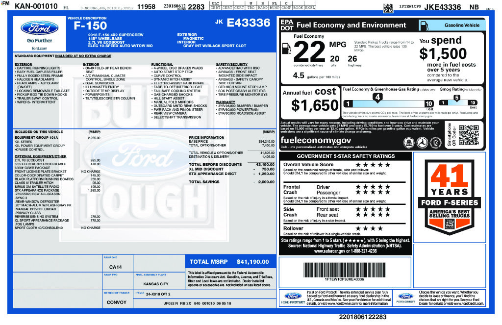 ford f-150 2018 1FTEW1CP9JKE43336 image ford f-150 2018 1FTEW1CP9JKE43336 image
