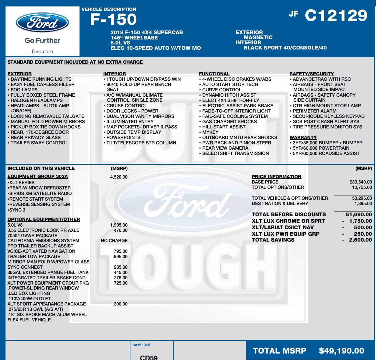 ford f-150 2018 1FTFX1E53JFC12129 image ford f-150 2018 1FTFX1E53JFC12129 image