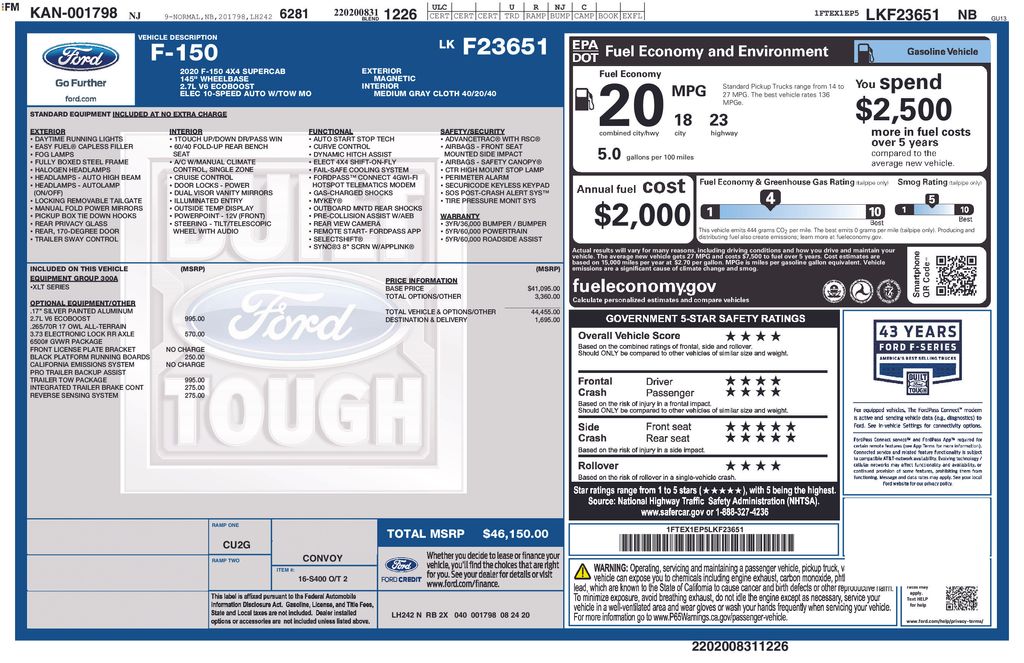 ford f-150 2020 1FTEX1EP5LKF23651 image ford f-150 2020 1FTEX1EP5LKF23651 image