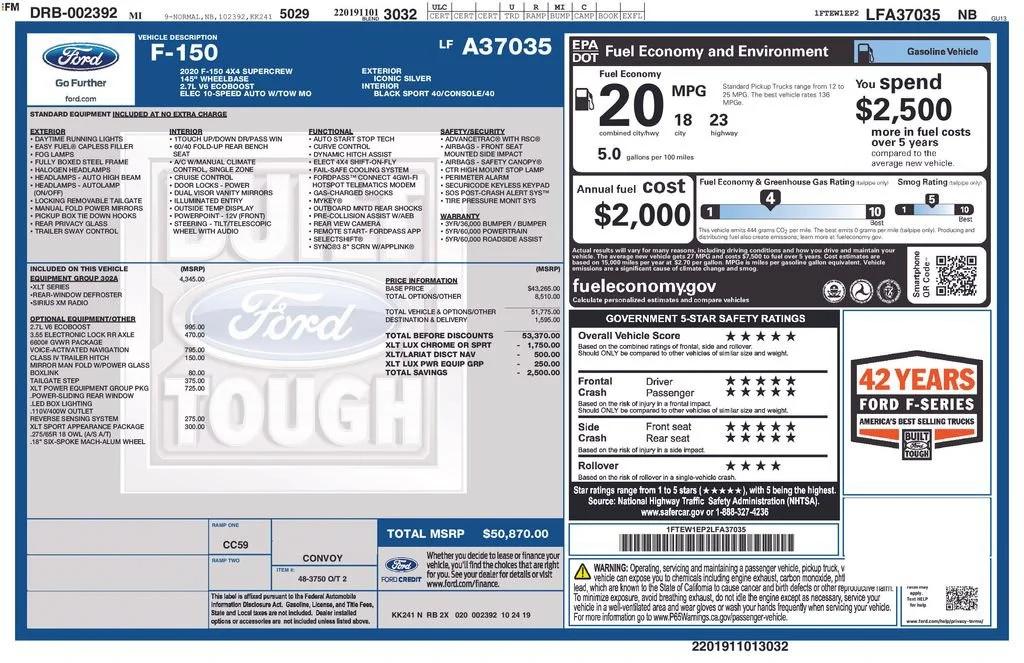 ford f-150 2020 1FTEW1EP2LFA37035 image ford f-150 2020 1FTEW1EP2LFA37035 image
