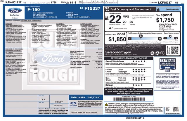 ford f-150 2020 1FTEW1CP6LKF15337 image ford f-150 2020 1FTEW1CP6LKF15337 image
