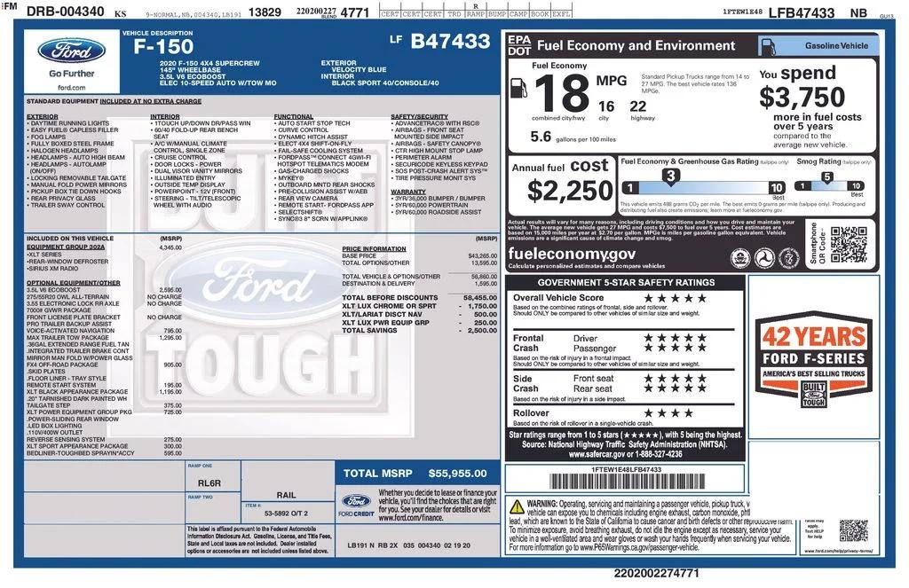 ford f-150 2020 1FTEW1E48LFB47433 image ford f-150 2020 1FTEW1E48LFB47433 image